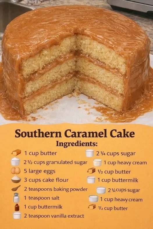 Delicious Southern Caramel Cake with rich caramel frosting