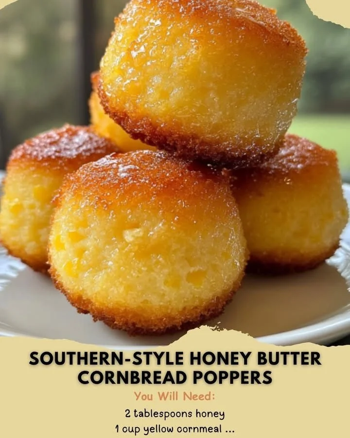 Southern-Style Honey Butter Cornbread Poppers served on a plate
