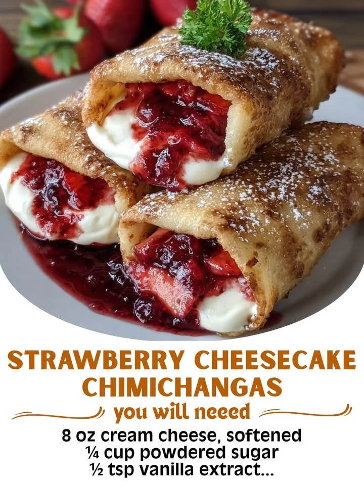 Strawberry cheesecake burritos ready to be served on a plate