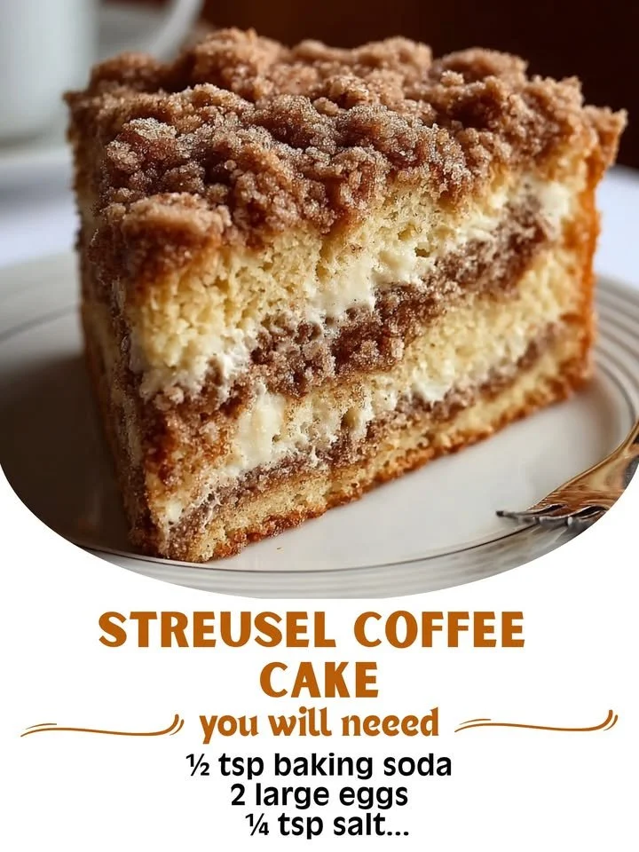 Delicious Streusel Coffee Cake with a crunchy topping