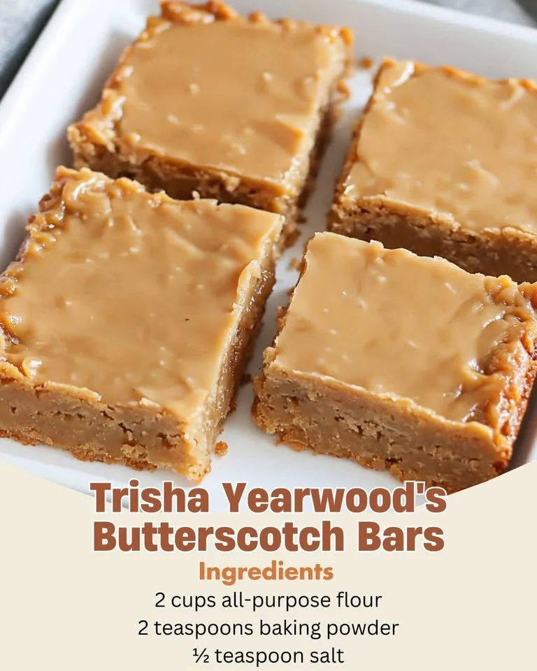 Delicious Trisha Yearwood's homemade Butterscotch Bars ready to serve.