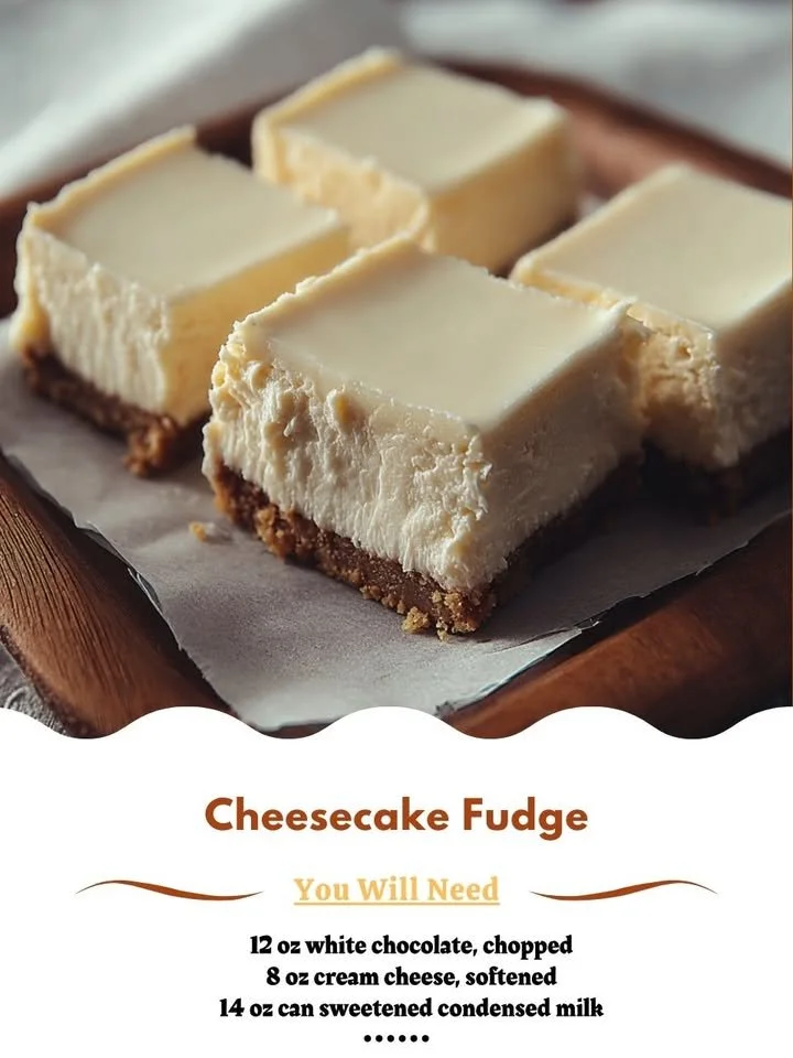 Delicious cheesecake fudge topped with chocolate drizzle on a white plate