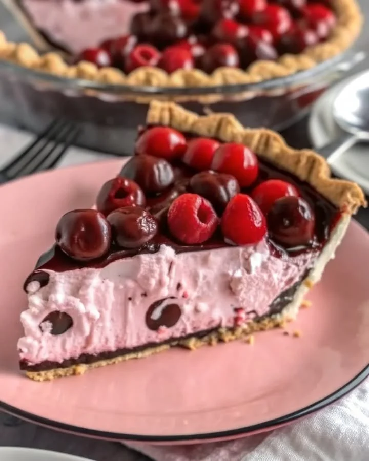 Delicious homemade Chocolate Cherry Pie with rich chocolate and vibrant cherries.