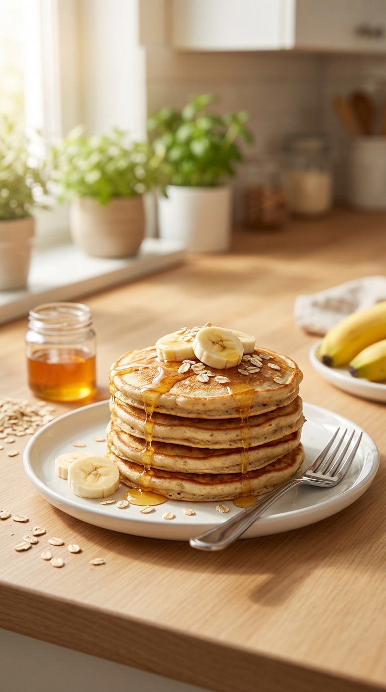 Soft Banana Oat Pancakes