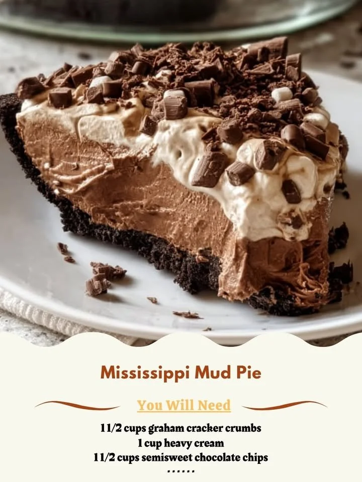 Delicious Mississippi Mud Pie with chocolate and marshmallow topping