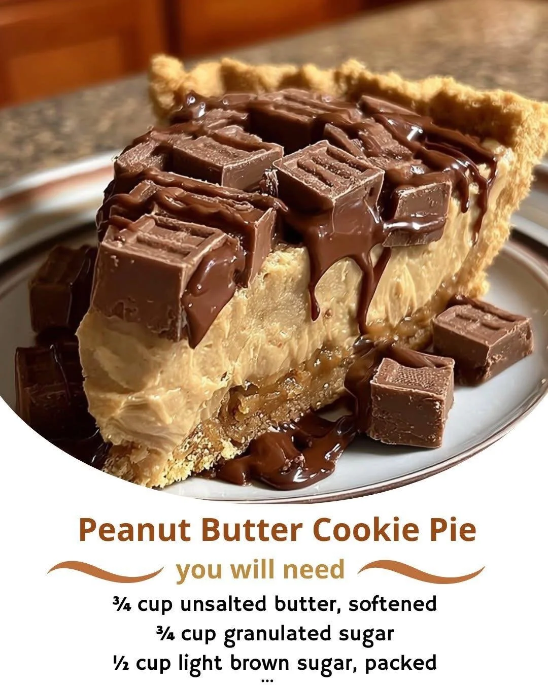 Deliciously baked peanut butter cookie pie topped with creamy peanut butter frosting.