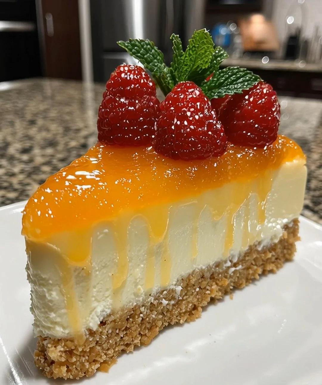 Delicious Raspberry Grapefruit Cheesecake with a creamy texture and vibrant flavors.