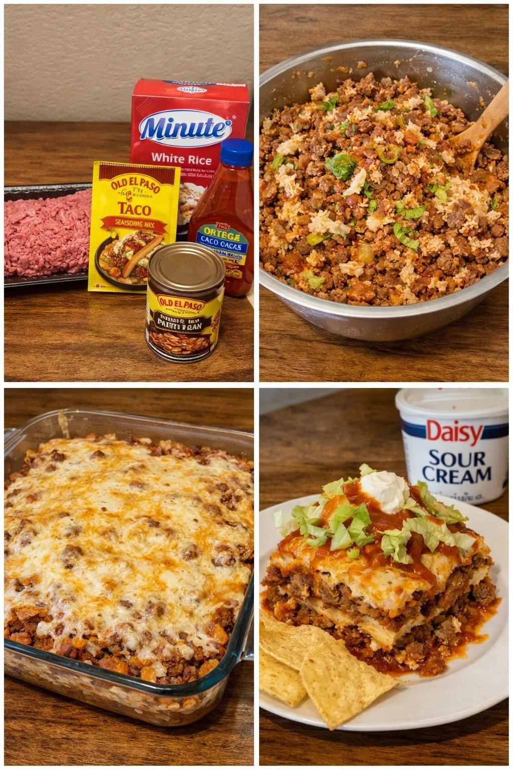 Delicious slice of Taco Lasagna topped with cheese and fresh toppings.