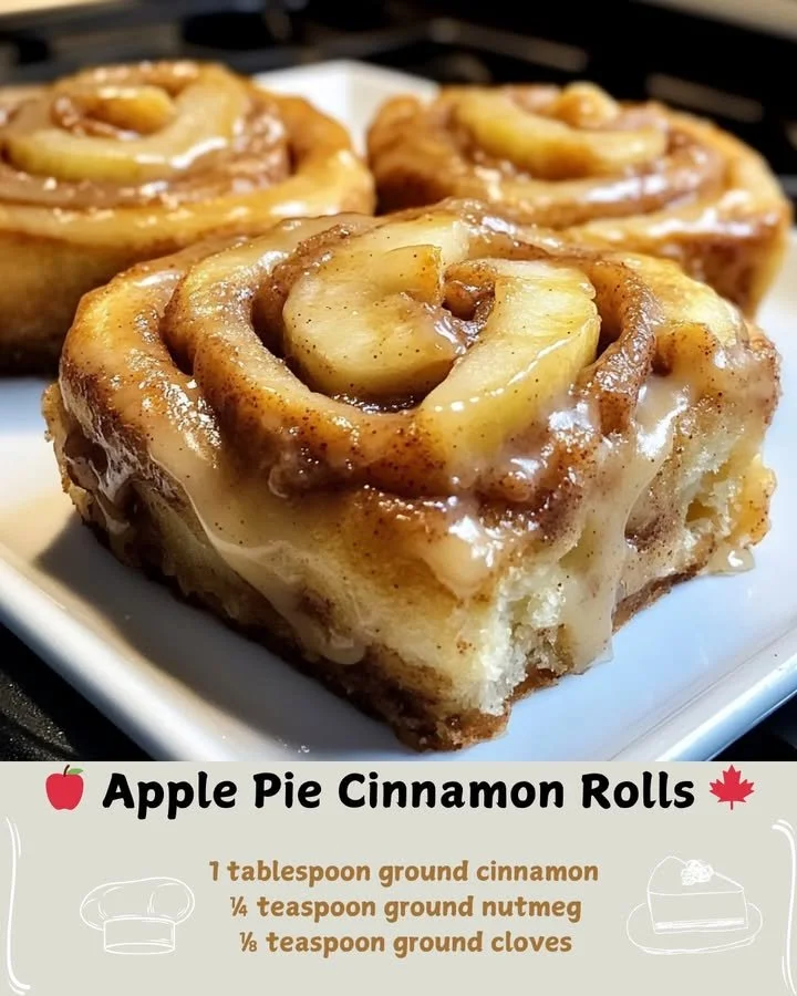 Delicious apple pie cinnamon rolls with a cinnamon glaze and apple filling.