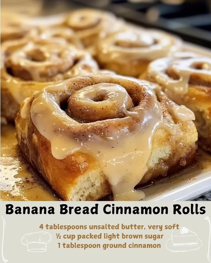Delicious banana bread cinnamon rolls fresh from the oven