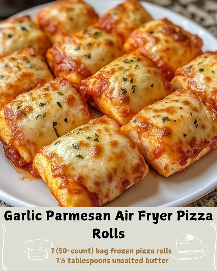 Crispy Garlic Parmesan Air Fryer Pizza Rolls ready to enjoy
