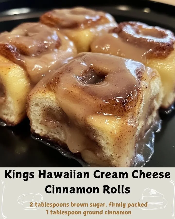 Delicious Kings Hawaiian Cream Cheese Cinnamon Rolls topped with cream cheese frosting