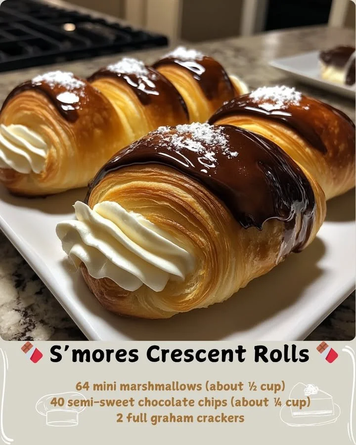 Delicious S'mores Crescent Rolls with chocolate and marshmallows