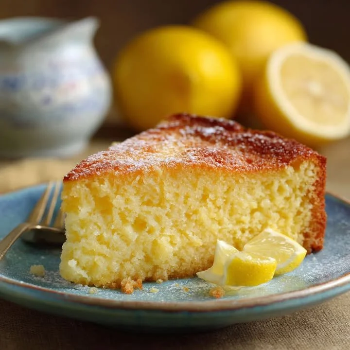 Deliciously soft lemon cake topped with a lemon glaze