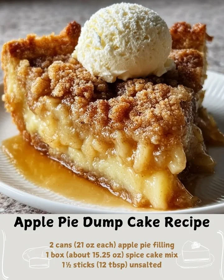 Delicious Apple Pie Dump Cake with layers of apple and cake mix