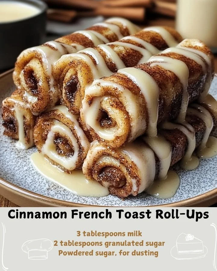 Cinnamon French Toast Roll-Ups served on a plate with syrup and fruit