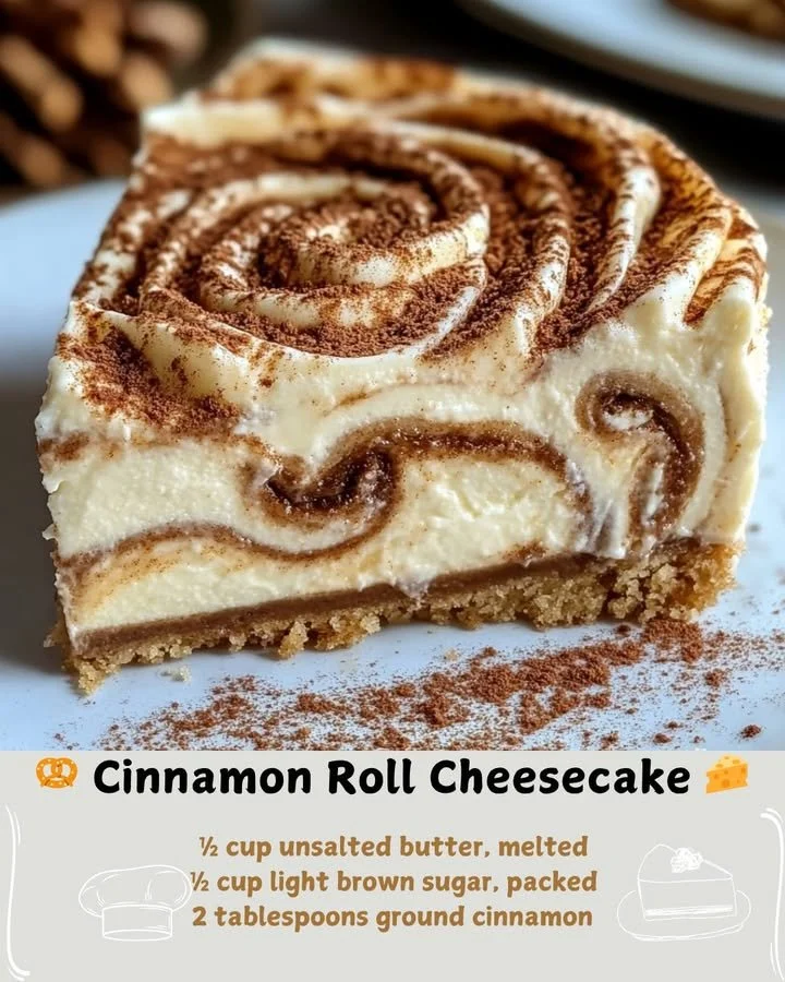 Delicious cinnamon roll cheesecake with creamy layers and cinnamon swirls