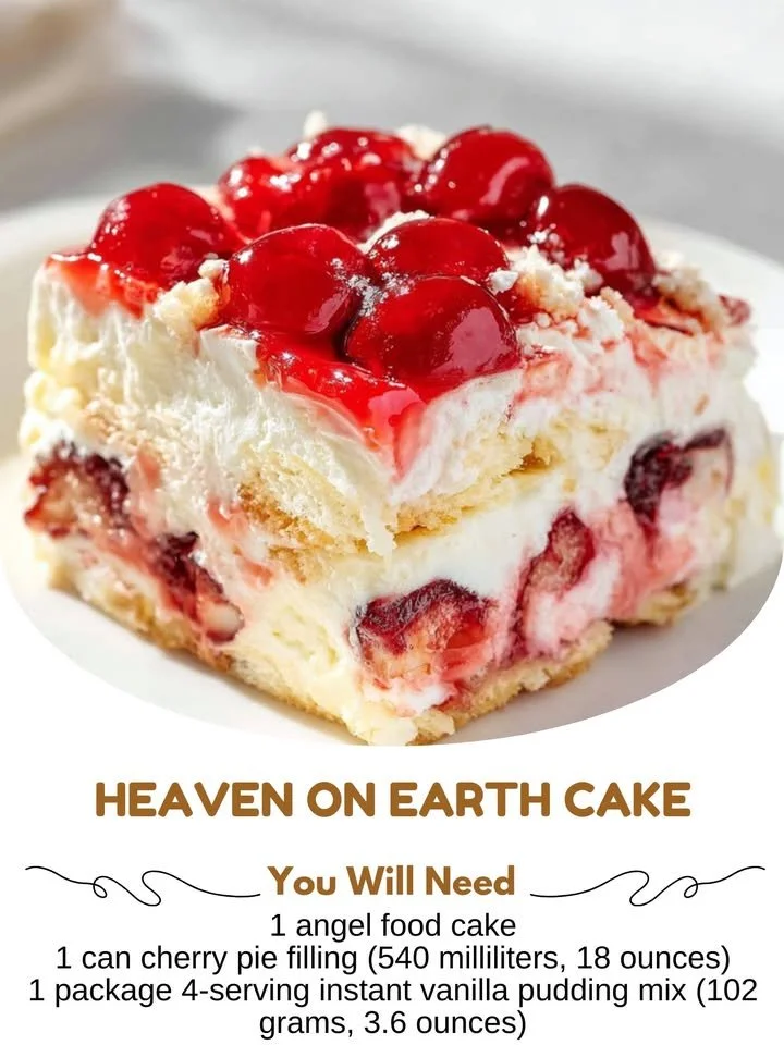 Heaven on Earth Cake with layers of cream and fruit, a delightful dessert for special occasions.