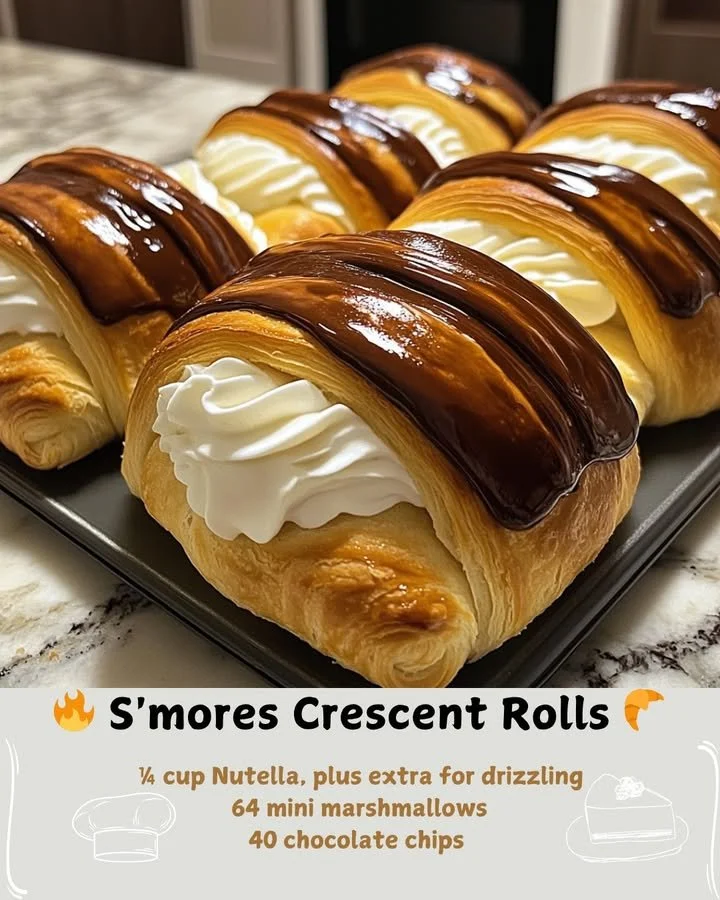Delicious S'mores Crescent Rolls filled with chocolate and marshmallows
