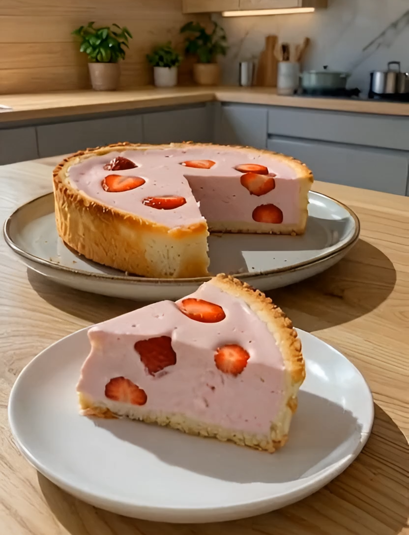 Strawberry Yogurt Cheesecake (Healthy & Protein-Rich)