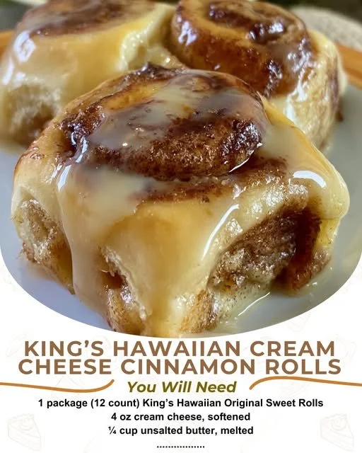 King's Hawaiian Cream Cheese Cinnamon Rolls topped with icing