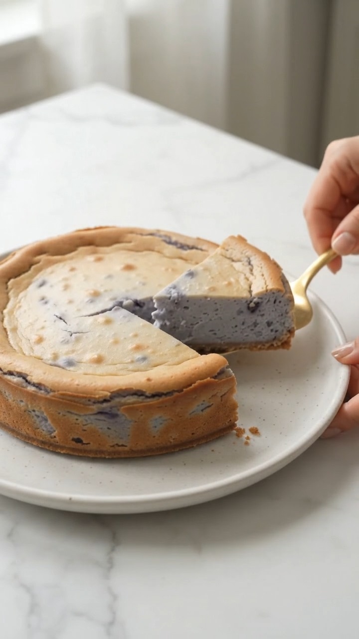 3-Ingredient Baked Blueberry Cheesecake